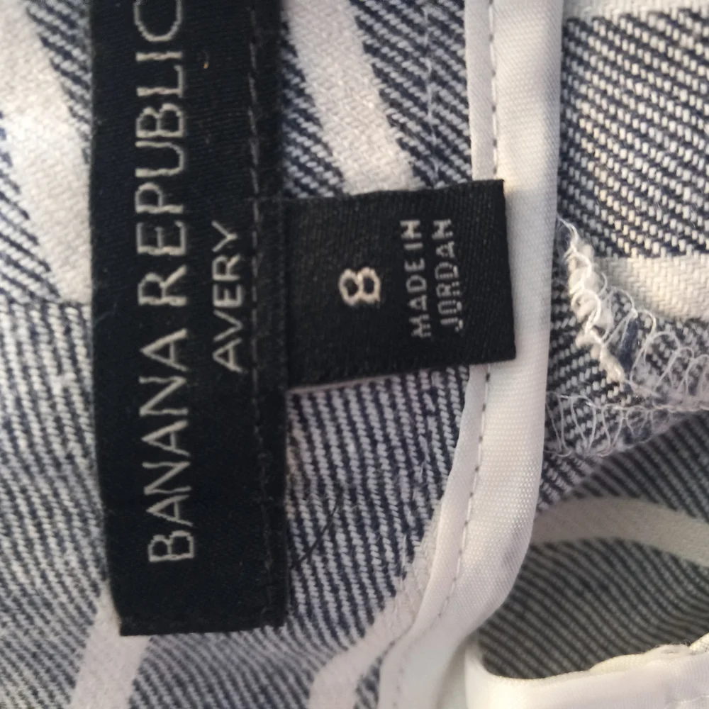 Banana Republic Avery Striped Gray/white Linen Blend Women's Pants 8